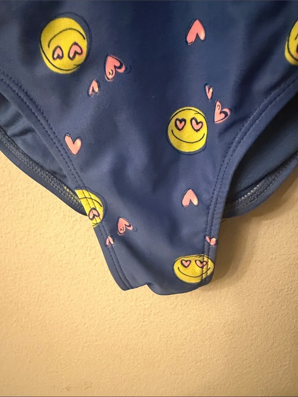 GAP Kids Royal Blue One-Piece Swim with Yellow Smiley Faces & Pink Hearts 99